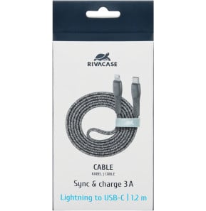 Câble Rivacase Type-C vers Lightning 1,2 mètre Gris tressé (PS6107GR12)