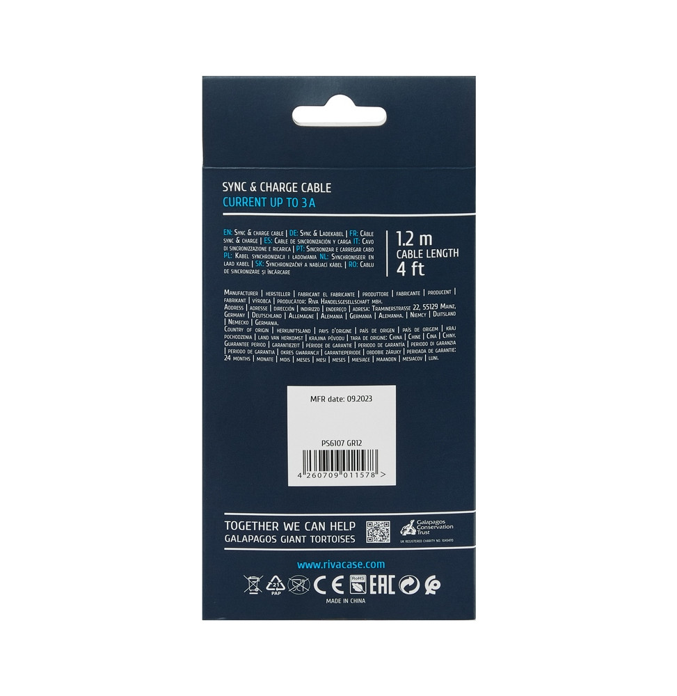 Rivacase Type-C to Lightning Cable 1.2 metre Braided Grey (PS6107GR12) — image 5