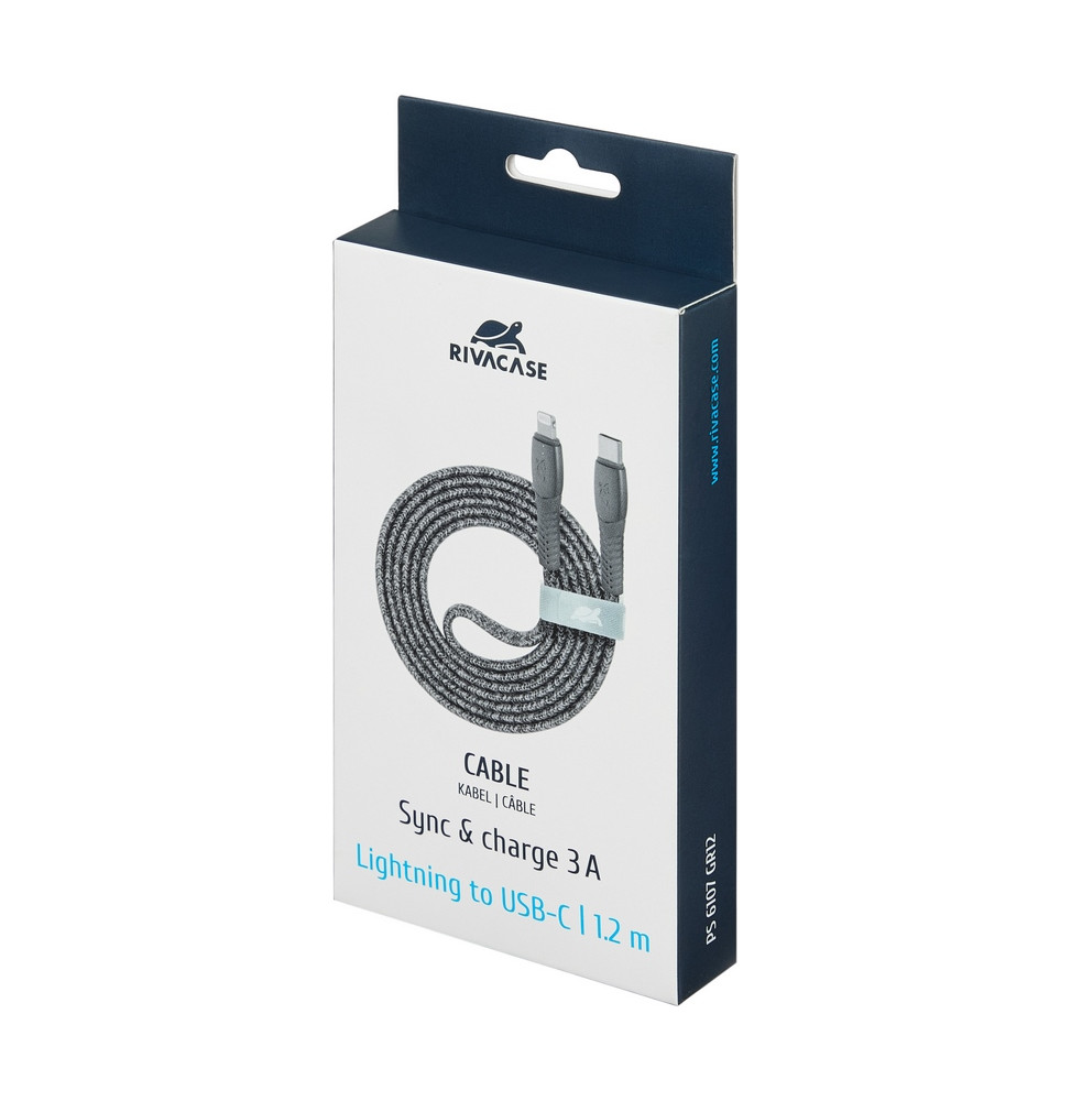 Rivacase Type-C to Lightning Cable 1.2 metre Braided Grey (PS6107GR12) — image 6