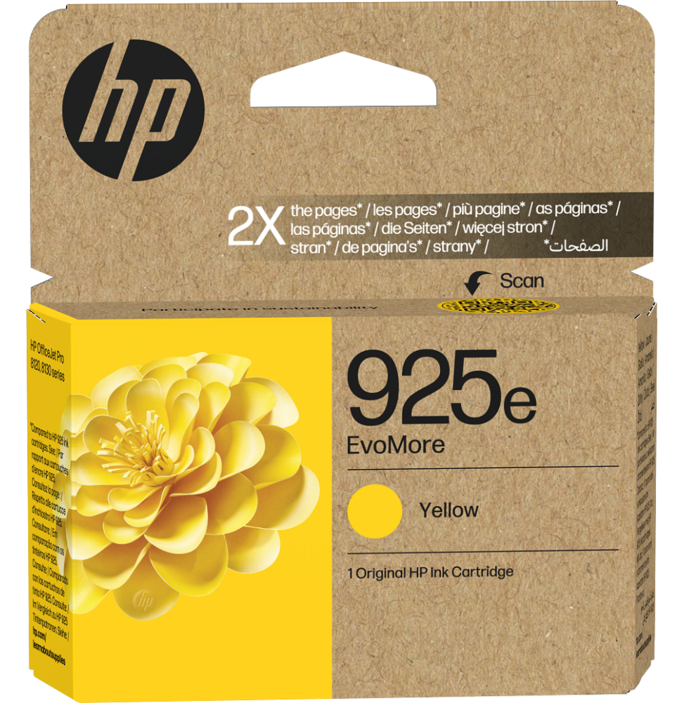 HP 925e EvoMore Jaune - Cartouche d'encre HP d'origine (4K0W2PE)