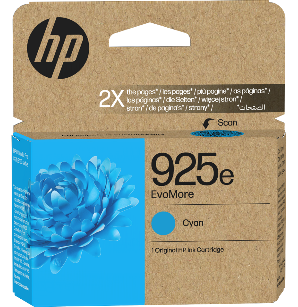 HP 925e EvoMore Cyan - Cartouche d'encre HP d'origine (4K0W0PE)