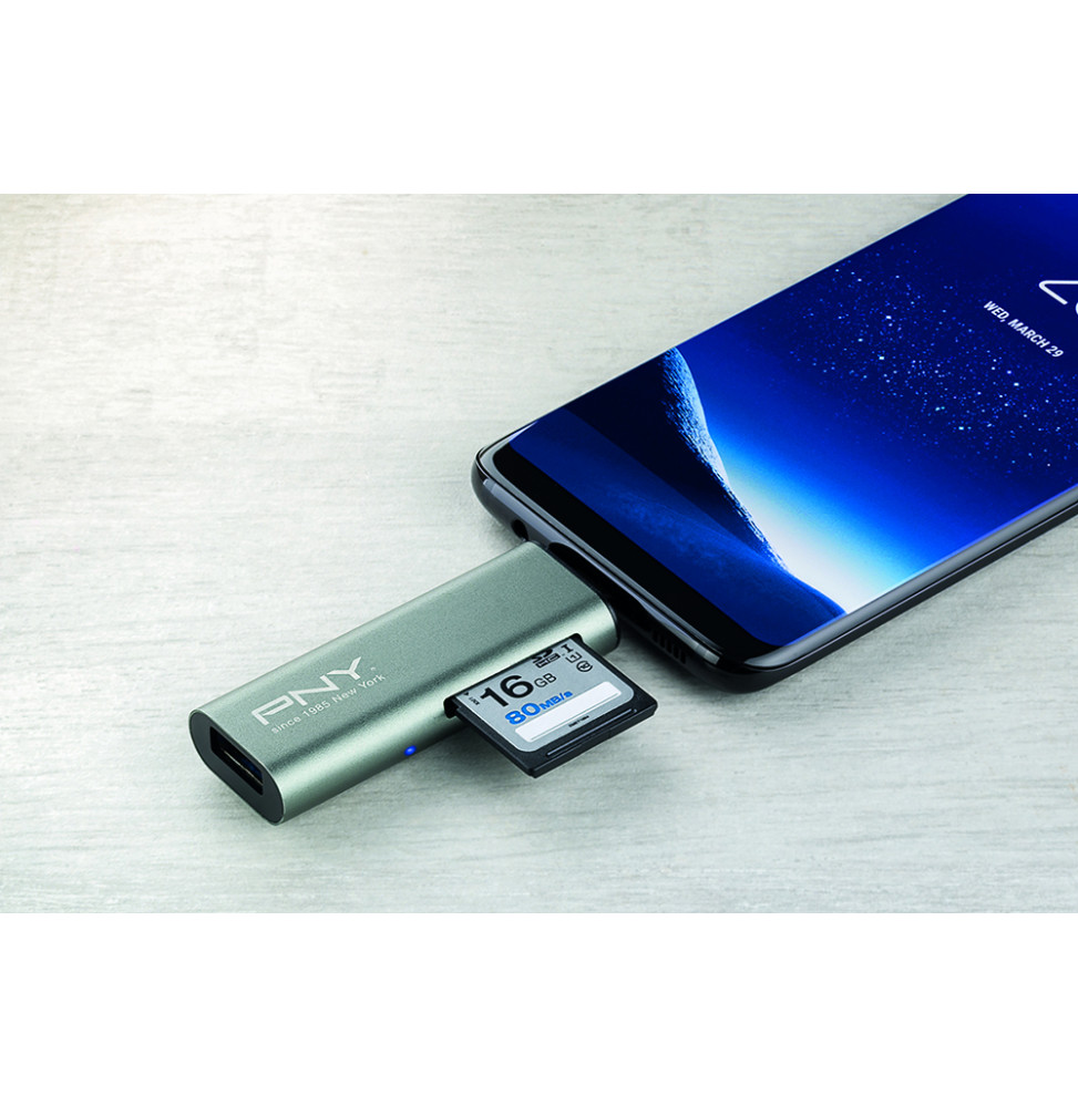 Lecteur Carte Mémoire PNY - 3 en 1 USB-C | SD, microSD, SDHC, microSDHC, SDXC, microSDXC (R-TC-UA-3N1E01-RB) — image 4