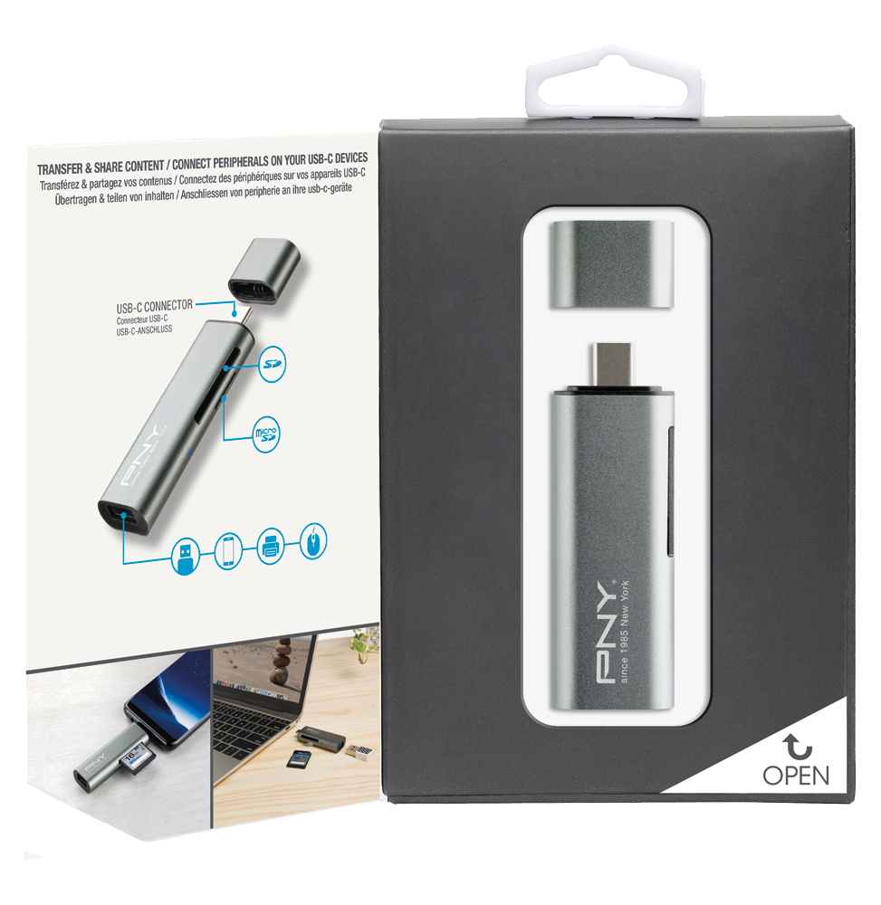 Lecteur Carte Mémoire PNY - 3 en 1 USB-C | SD, microSD, SDHC, microSDHC, SDXC, microSDXC (R-TC-UA-3N1E01-RB) — image 6