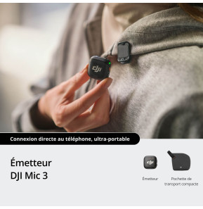 Microphone sans fil DJI Mic 3 – Kit Simple (1 Émetteur + 1 Récepteur) (6937224116405) — image 3