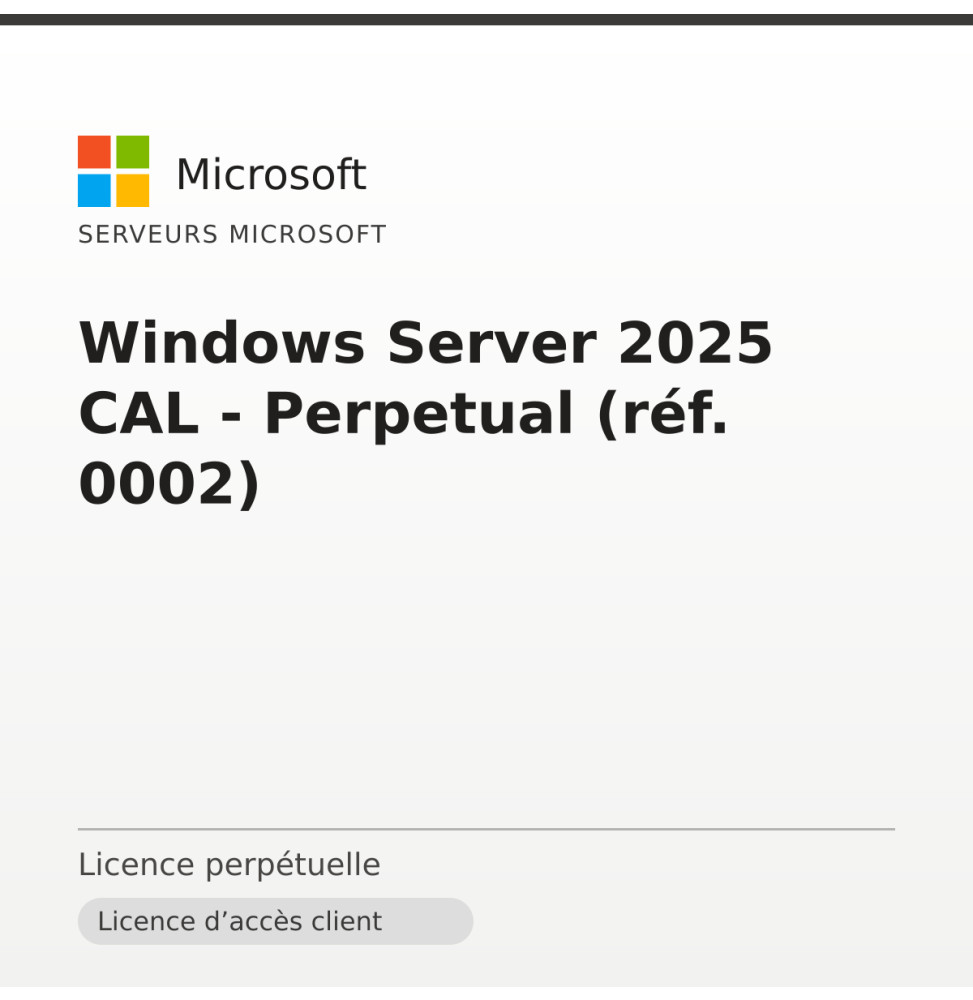 Windows Server 2025 CAL - Perpetual (réf. 0002) — image 1