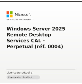 Windows Server 2025 Remote Desktop Services CAL - Perpetual (réf. 0004)