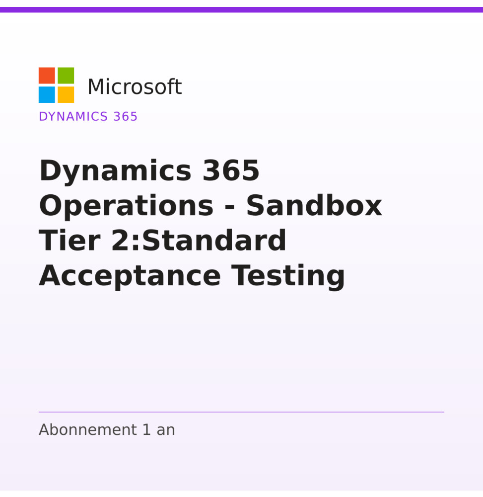 Dynamics 365 Operations - Sandbox Tier 2:Standard Acceptance Testing — image 1