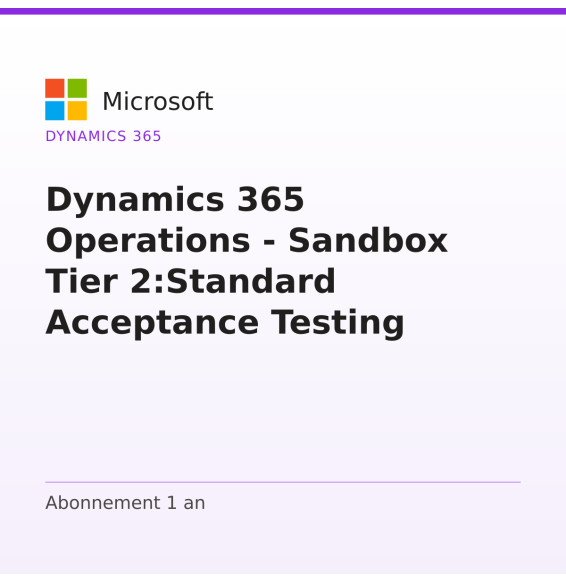 ترخيص Dynamics 365 Operations - Sandbox Tier 2:Standard Acceptance Testing
