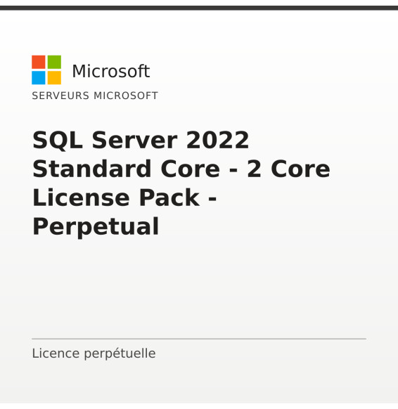 SQL Server 2022 Standard Core - 2 Core License Pack - Perpetual