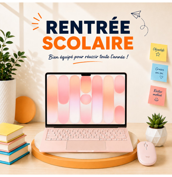 Pack MacBook Neo Rose Poudré : MacBook Neo 13″ A18 Pro 512 Go + souris Logitech Pebble 2 M350s Rose