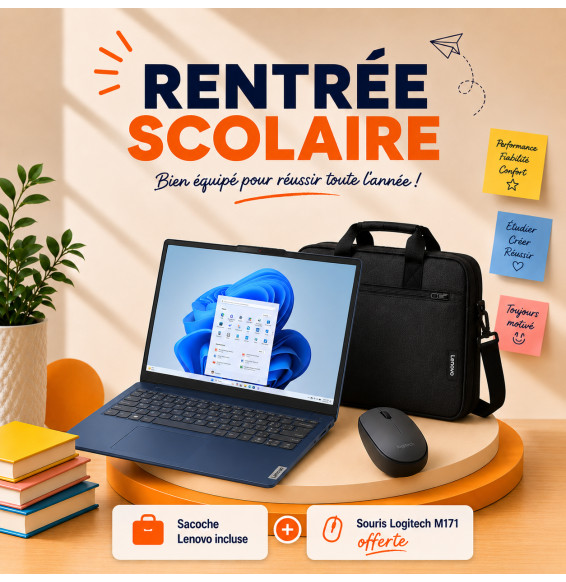 Pack Complet : PC Lenovo IdeaPad Slim 3 15IRH10 + Office Famille 2024 + Kaspersky + batterie Samsung + souris offerte