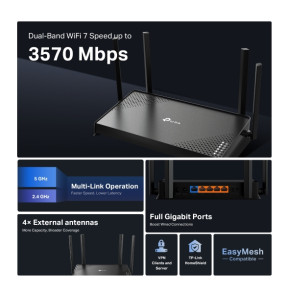 Routeur WiFi 7 TP-Link Archer BE220 BE3600 bi-bande — image 4