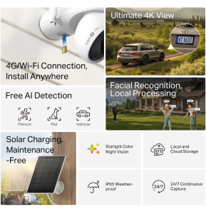 Caméra de surveillance solaire TP-Link Tapo C665G Kit 4G LTE 4K QHD panoramique/inclinable (C665G KIT) — image 2