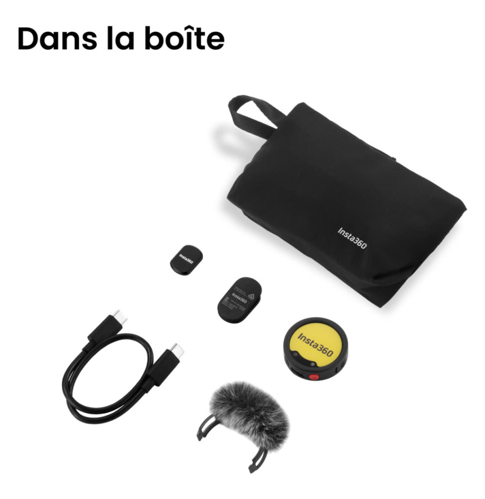 Microphone sans fil Insta360 Mic Pro 2 émetteurs + 1 récepteur
