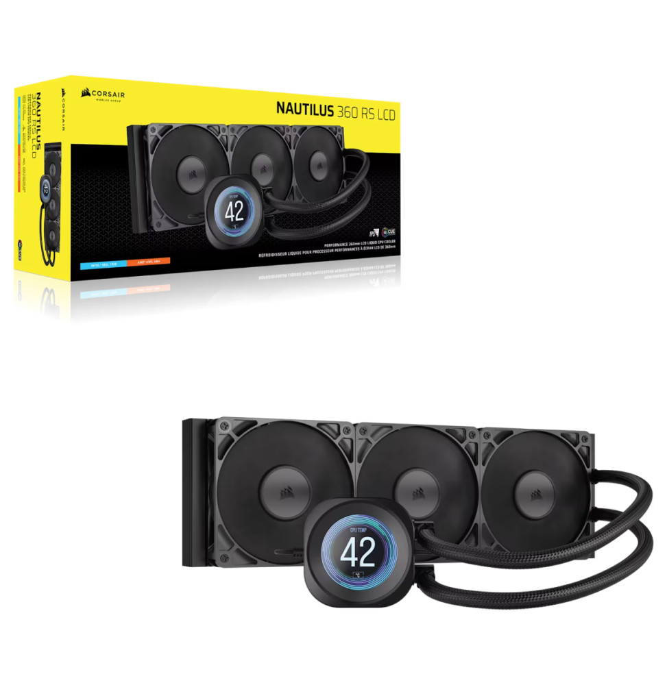 مبرد سائل للمعالج Corsair NAUTILUS 360 RS LCD أسود (CW-9061033-WW) — صورة 2