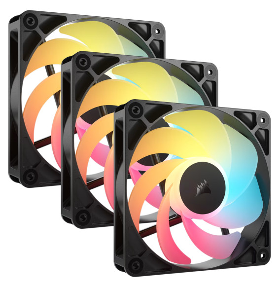 Kit de trois ventilateurs de boîtier Corsair RS120-R ARGB 120 mm PWM Noir (CO-9050196-WW)