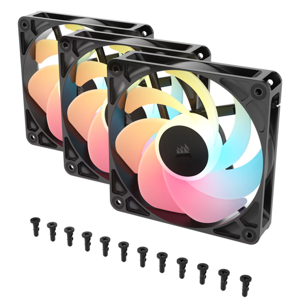 Kit de trois ventilateurs de boîtier Corsair RS120-R ARGB 120 mm PWM Noir (CO-9050196-WW)