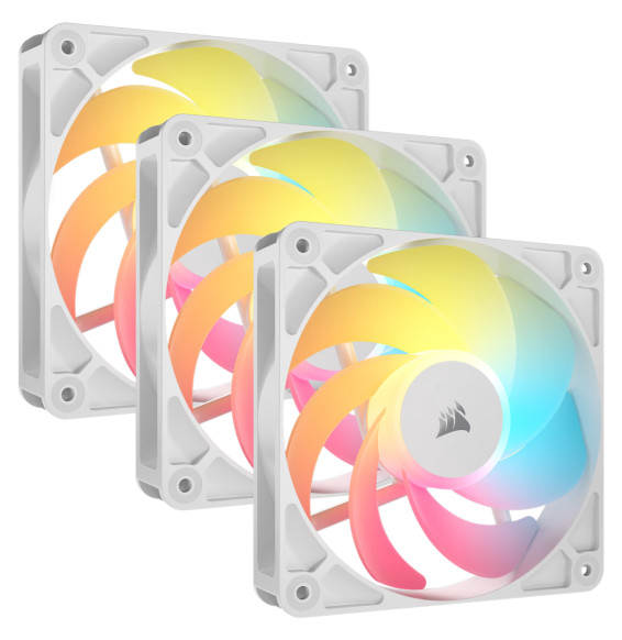 Kit de trois ventilateurs de boîtier Corsair RS120-R ARGB 120 mm PWM Blanc (CO-9050197-WW)