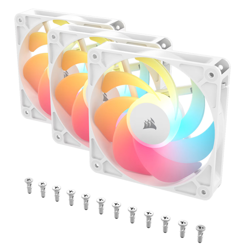 Kit de trois ventilateurs de boîtier Corsair RS120-R ARGB 120 mm PWM Blanc (CO-9050197-WW)