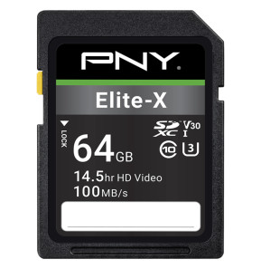 Carte mémoire SDXC PNY Elite-X 64 Go Class 10 U3 V30 (P-SD64GU3100EX-GE)