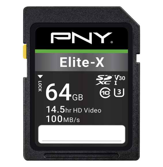 Carte mémoire SDXC PNY Elite-X 64 Go Class 10 U3 V30 (P-SD64GU3100EX-GE)