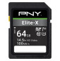 Carte mémoire SDXC PNY Elite-X 64 Go Class 10 U3 V30 (P-SD64GU3100EX-GE)