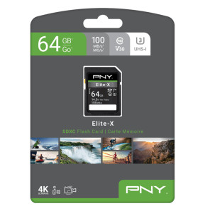 Carte mémoire SDXC PNY Elite-X 64 Go Class 10 U3 V30 (P-SD64GU3100EX-GE) — image 3