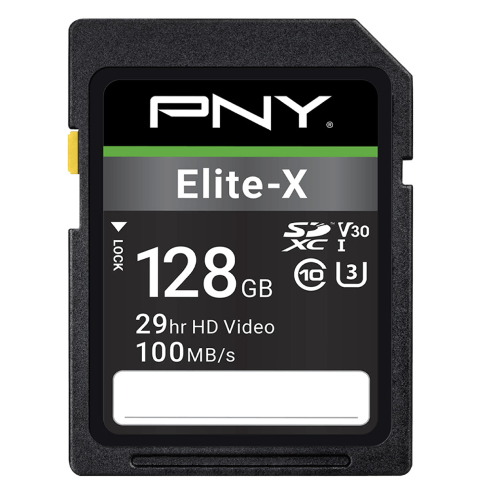 PNY Elite-X 128 GB SDXC Memory Card Class 10 U3 V30 (P-SD128U3100EX-GE) — image 1