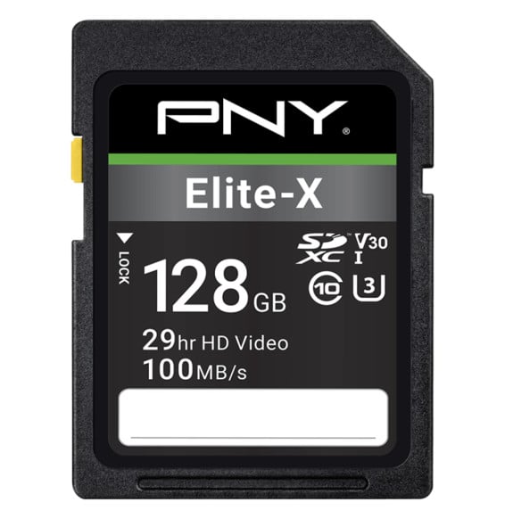بطاقة ذاكرة SDXC من PNY Elite-X سعة 128 جيجابايت Class 10 U3 V30 (P-SD128U3100EX-GE)