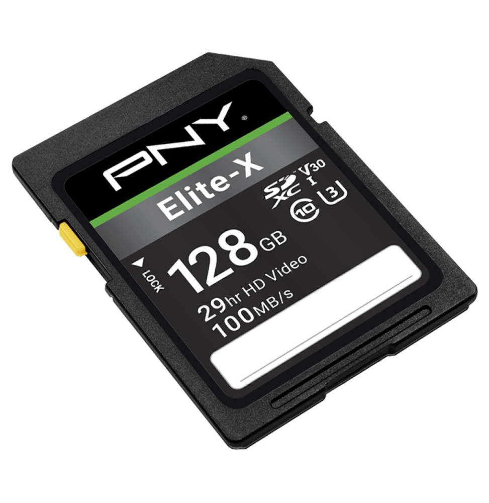 Carte mémoire SDXC PNY Elite-X 128 Go Class 10 U3 V30 (P-SD128U3100EX-GE)