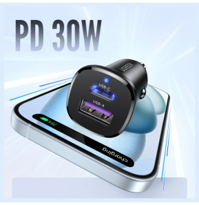 Chargeur de voiture Ugreen EC305 30W USB-C et USB-A Noir (25845) — image 2