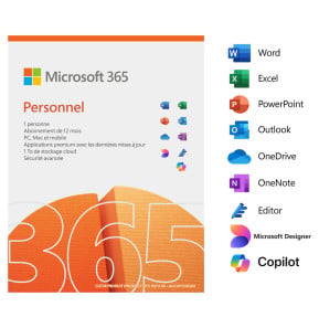 Microsoft 365 Personnel Français — abonnement 1 an, 1 personne (EP2-32437)