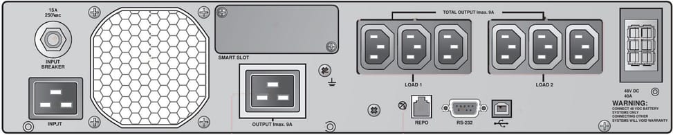 Onduleur On-line Delta Power Solutions Amplon RT 2K rack/tour - 1800 W / 2000 VA - 6 prises C13 + 1 C19 (UPS202R2RT2B035) – vue