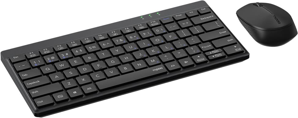 طقم لوحة مفاتيح وفأرة لاسلكي متعدد الأوضاع Rapoo 8000GT - Bluetooth و2.4 GHz، AZERTY فرنسي، أسود