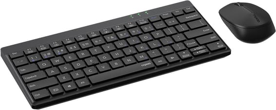 Rapoo 8000GT Multi-Mode Wireless Keyboard and Mouse Set - Bluetooth and 2.4 GHz, French AZERTY, Black