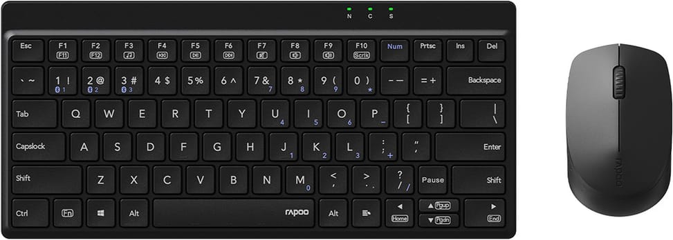 طقم لوحة مفاتيح وفأرة لاسلكي متعدد الأوضاع Rapoo 8000GT - Bluetooth و2.4 GHz، AZERTY فرنسي، أسود – صورة 2