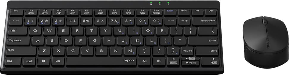 طقم لوحة مفاتيح وفأرة لاسلكي متعدد الأوضاع Rapoo 8000GT - Bluetooth و2.4 GHz، AZERTY فرنسي، أسود – صورة 3