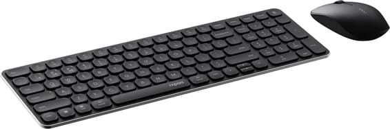 طقم لوحة مفاتيح وفأرة لاسلكي متعدد الأوضاع Rapoo 9320M - فائق النحافة، AZERTY فرنسي، رمادي داكن