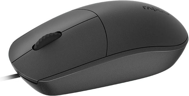 Souris optique filaire Rapoo N100 - USB, ambidextre, noire