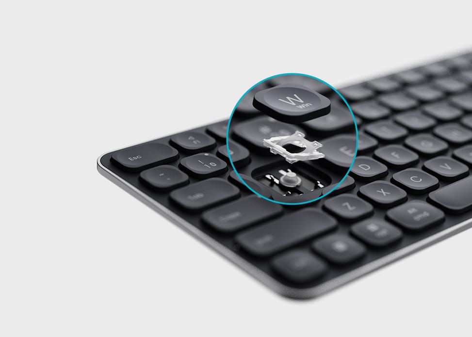 Ensemble clavier et souris sans fil multimode Rapoo 9320M - Ultra-fin, AZERTY français, gris foncé – vue 6