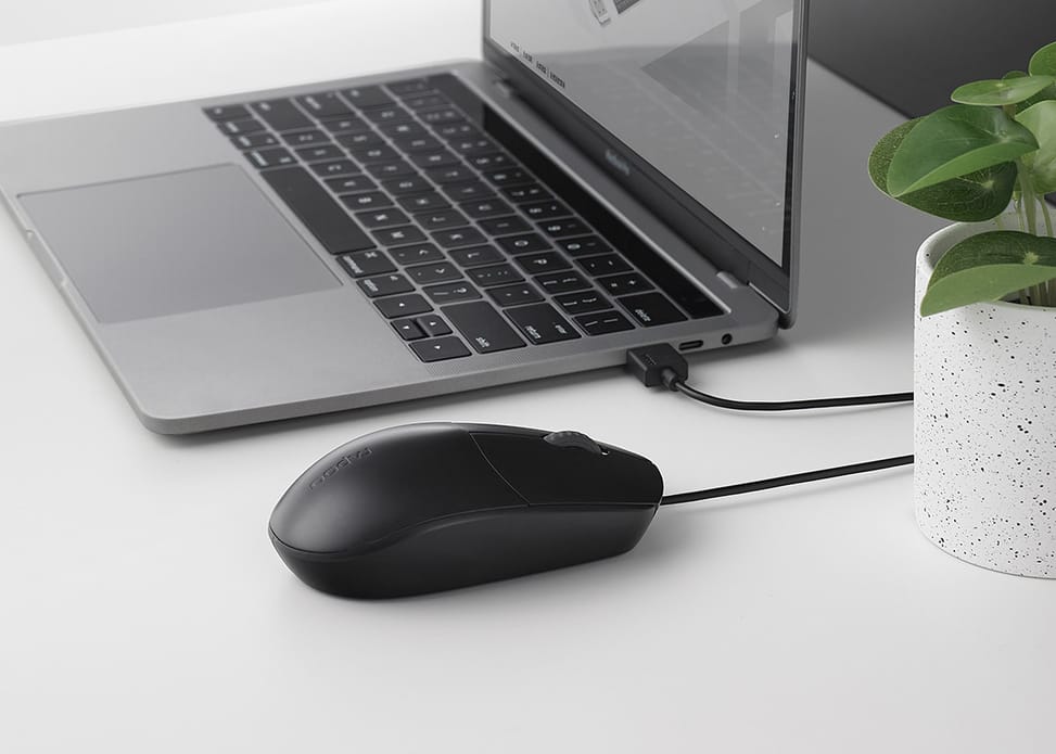 Rapoo N100 Wired Optical Mouse - USB, Ambidextrous, Black – view 4