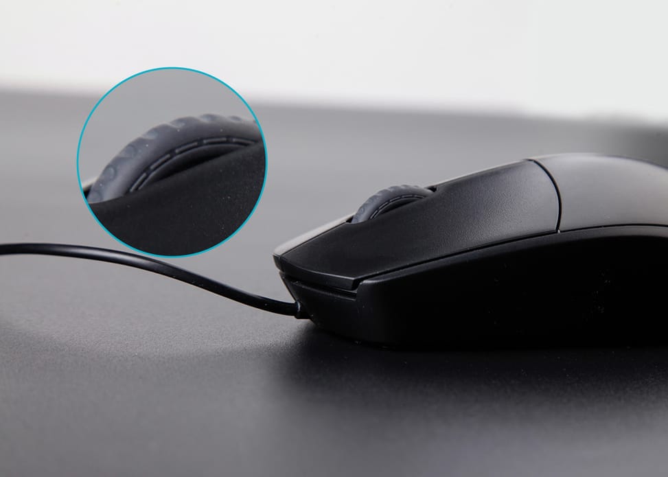 Souris optique filaire Rapoo N100 - USB, ambidextre, noire – vue 5