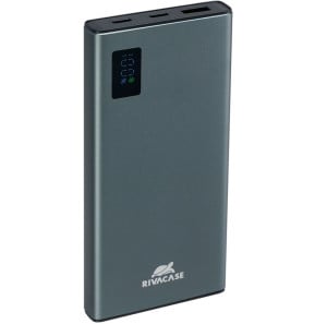 Batterie externe Rivacase VA1021 10 000 mAh 22,5 W en métal gris, écran LCD, 2 USB-C et 1 USB-A (VA1021)