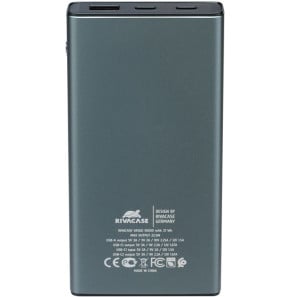 Batterie externe Rivacase VA1021 10 000 mAh 22,5 W en métal gris, écran LCD, 2 USB-C et 1 USB-A (VA1021) — image 3