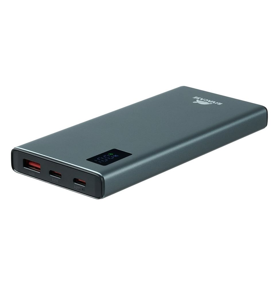 Batterie externe Rivacase VA1021 10 000 mAh 22,5 W en métal gris, écran LCD, 2 USB-C et 1 USB-A (VA1021) – vue 4