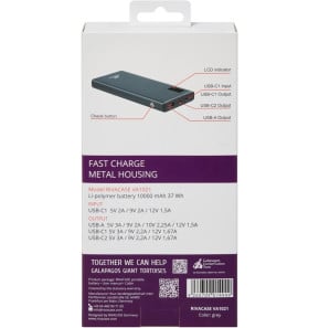 Batterie externe Rivacase VA1021 10 000 mAh 22,5 W en métal gris, écran LCD, 2 USB-C et 1 USB-A (VA1021) — image 7