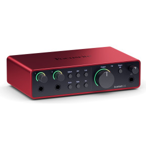 واجهة صوت USB-C من Focusrite Scarlett 2i2 الجيل 4 - 2 مضخم ميكروفون، Auto Gain