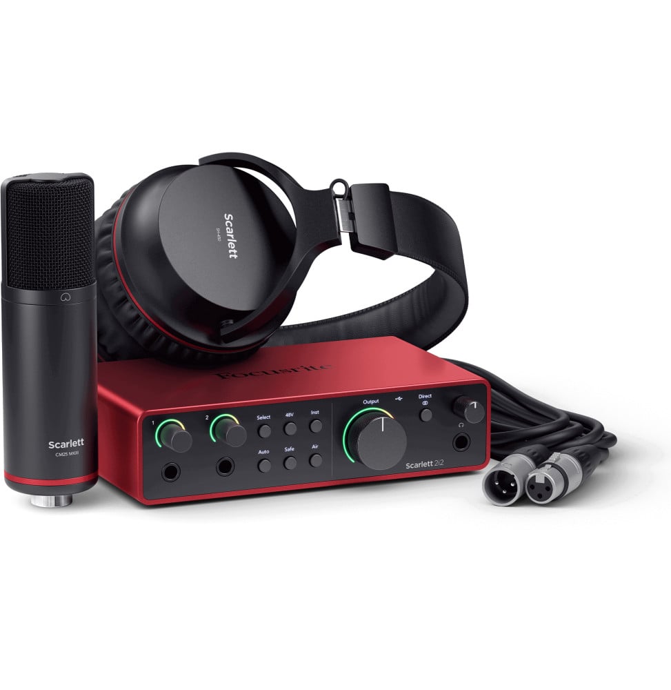 Pack d'enregistrement Focusrite Scarlett 2i2 Studio 4e génération : interface, micro et casque