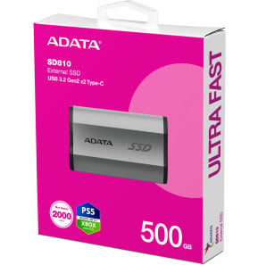 Disque Dur portable SSD ADATA SD810 USB-C - 500 Go Gris argent (SD810-500G-CSG) — image 6