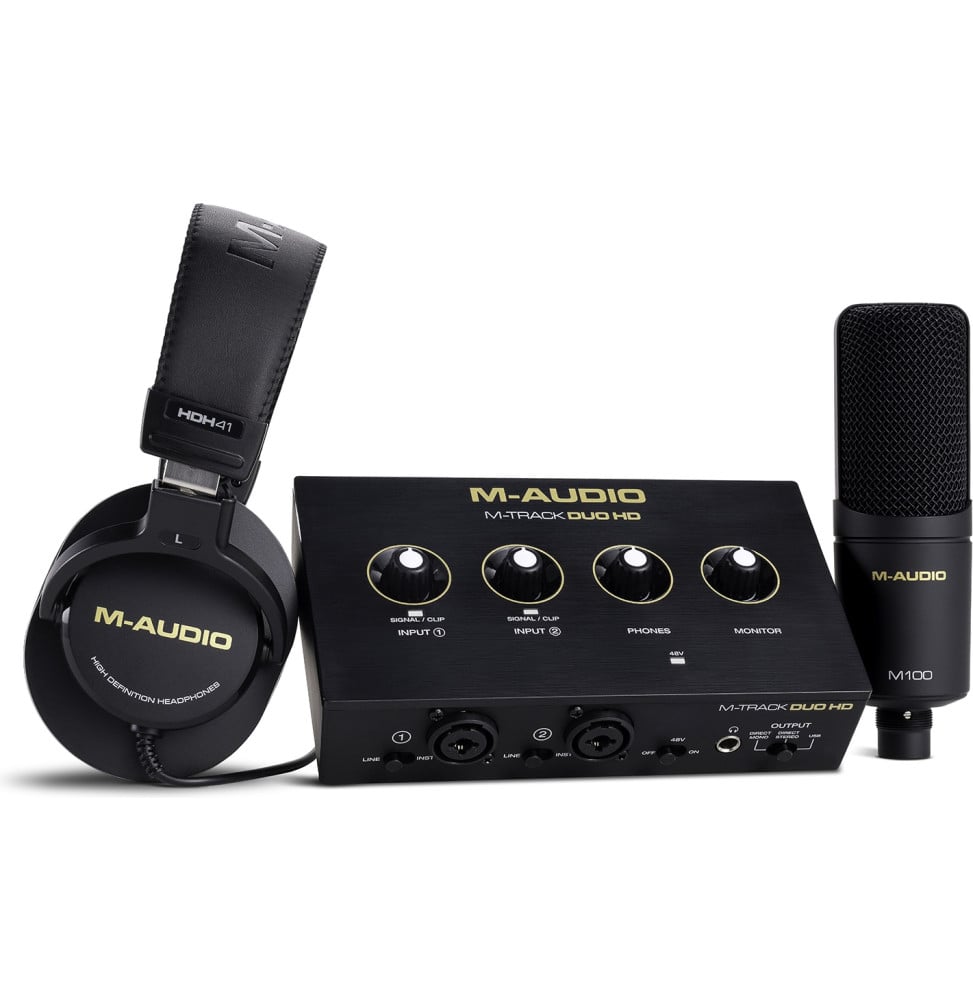 Pack d'enregistrement M-Audio M-Track Duo HD Producer Pack - interface audio USB-C, micro M100 et casque HDH41
